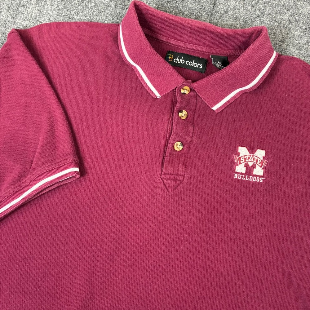 Club Colors Mississippi State Bulldogs Polo Shirt Mens XL Maroon Cotton NCAA